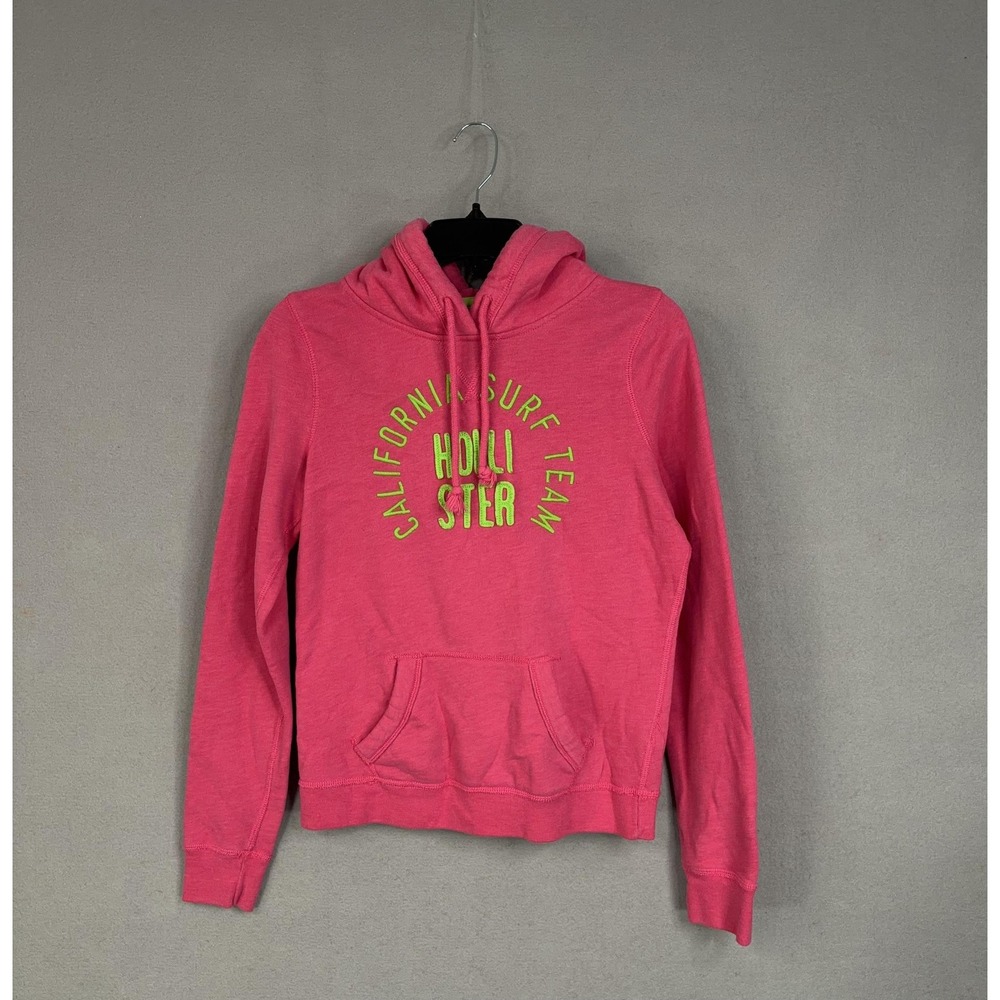 Hollister Hoodie Womens Medium Pink California Surf Team Pullover Fleece Graphic